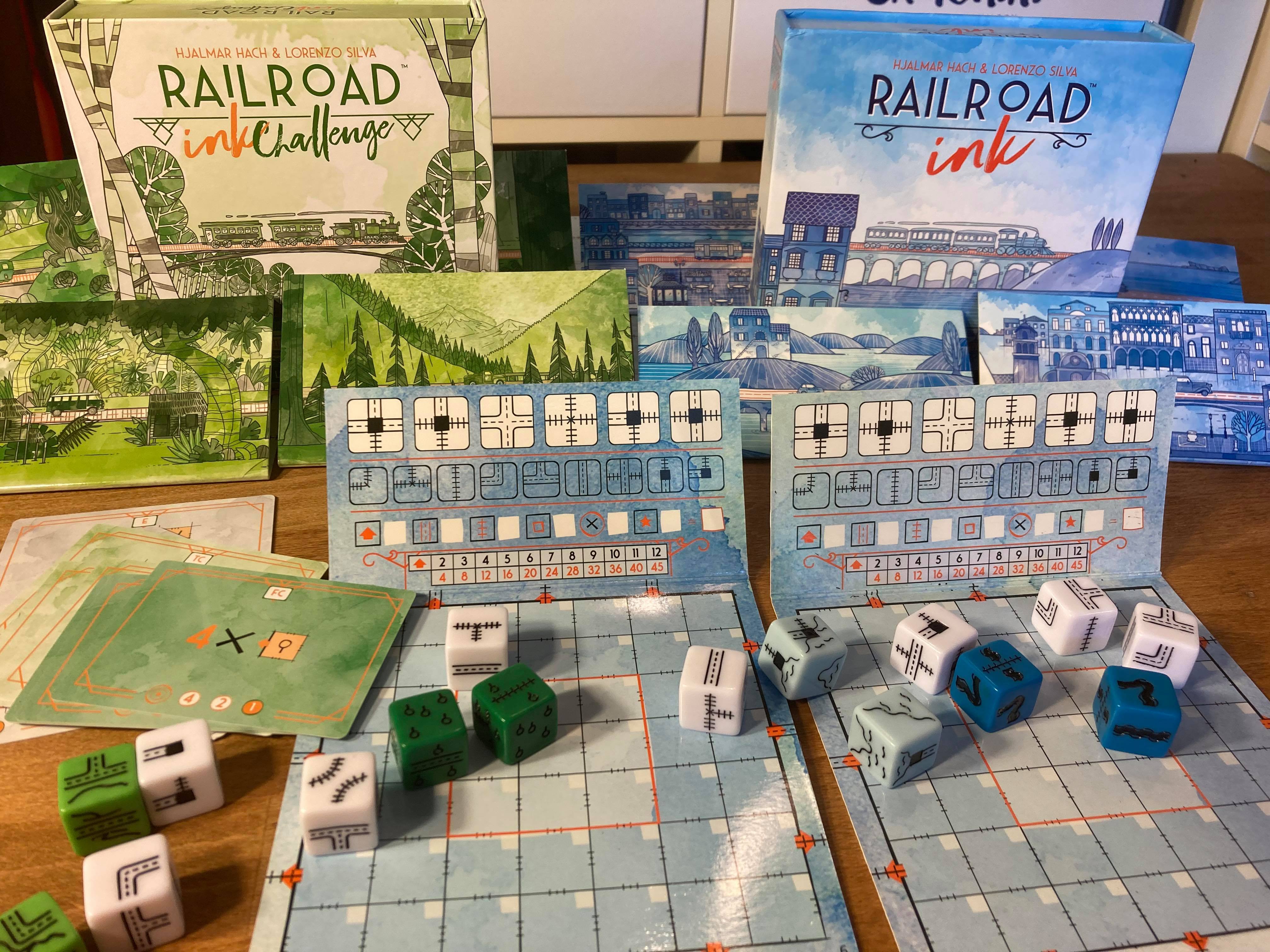 桌遊開箱 Railroad Ink